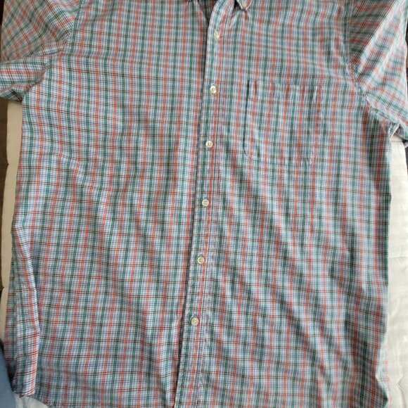 Saddlebred Mens Green Blue Plaid Short Sleeve Shirt Size XL - Picture 6 of 12